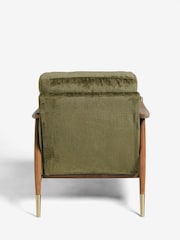 Plush Chenille Moss Green Flinton Wooden Accent Chair - Image 8 of 10