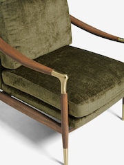 Plush Chenille Moss Green Flinton Wooden Accent Chair - Image 9 of 10