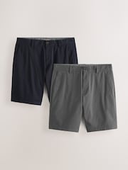 Navy/Charcoal Straight Fit Stretch Chino Shorts 2 Pack - Image 1 of 12