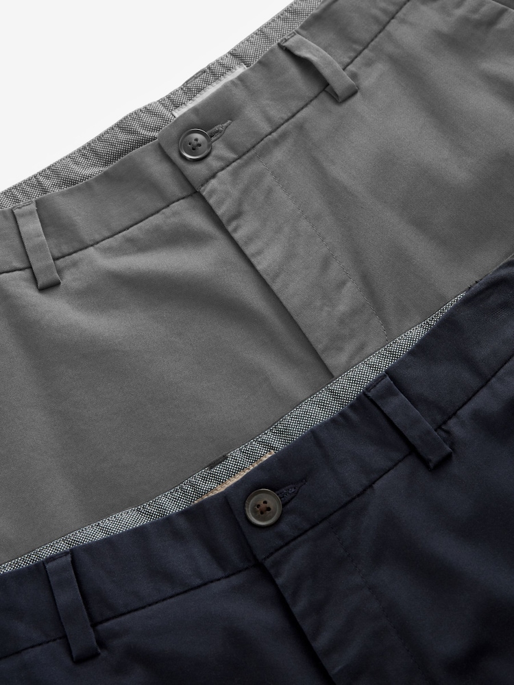 Marine/Charbon - Ajustement droit - Lot de 2 shorts chino stretch - Image 9 of 12