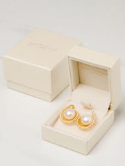 Pure Luxuries London Yellow Gold Plated Sara Silver And Pearl Spiral Earrings - Image 2 of 3