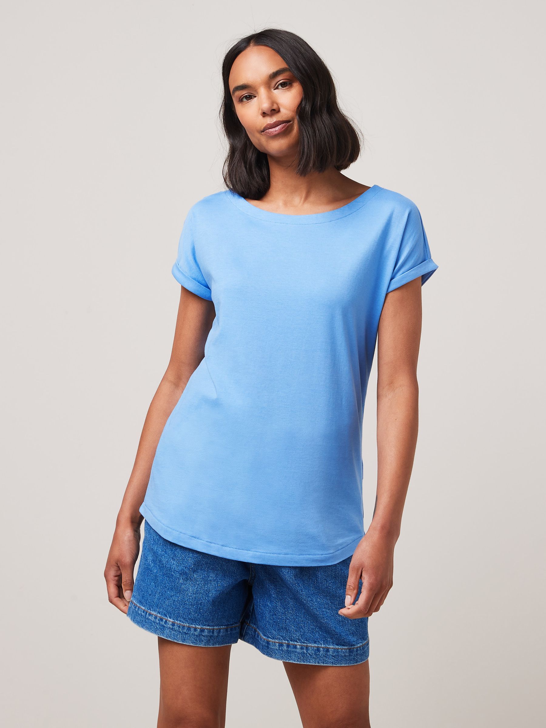Buy White/Blue/Daisy Print Cap Sleeve 100% Cotton T-Shirts 3 Pack