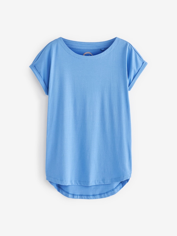Blanc/bleu/imprimé pâquerette - T-shirt à manches courtes 100% coton 3 Paquet - Image 8 of 10