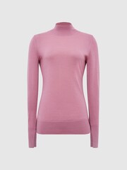 Reiss Pink Sasha Merino Wool Split Sleeve Jumper - Image 2 of 6