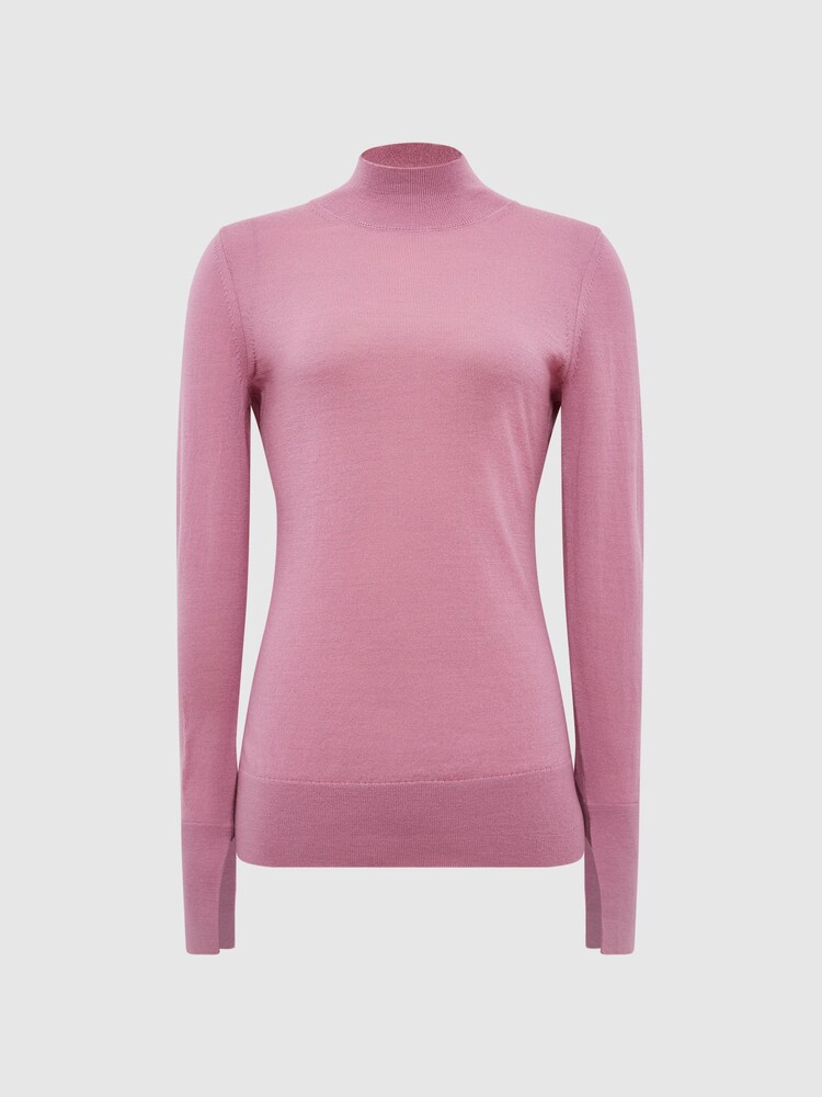 Reiss Pink Sasha Merino Wool Split Sleeve Jumper - Image 2 of 6