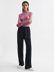 Reiss Pink Sasha Merino Wool Split Sleeve Jumper - Image 3 of 6