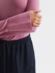 Reiss Pink Sasha Merino Wool Split Sleeve Jumper - Image 4 of 6