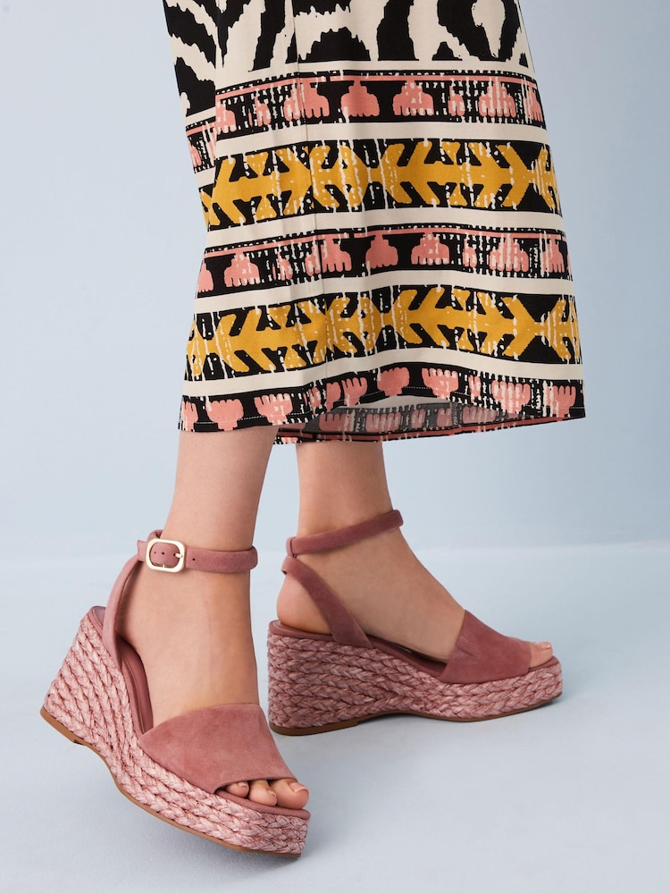 Pink - Forever Comfort® Schuhe mit hohem Keilabsatz aus Leder und Bast - Bild 2 von 4