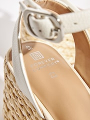 White Forever Comfort® Leather Raffia High Wedges - Image 6 of 6
