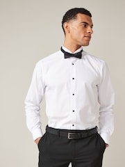 White Regular Fit Single Cuff Dress Shirt and Bow Tie Set - Image 1 of 6