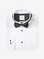 White Regular Fit Single Cuff Dress Shirt and Bow Tie Set - Image 4 of 6