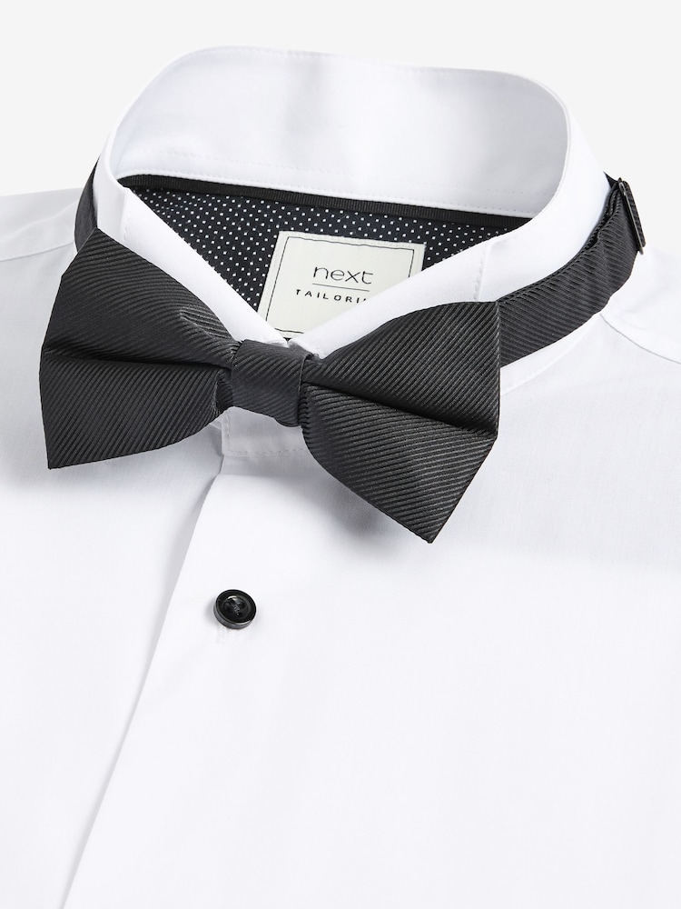 White Regular Fit Single Cuff Dress Shirt and Bow Tie Set - Image 5 of 6