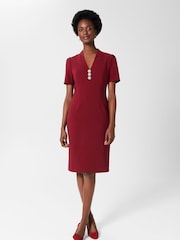 Hobbs Red Isla Shift Dress - Image 1 of 4