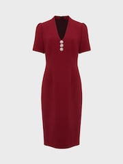 Hobbs Red Isla Shift Dress - Image 4 of 4