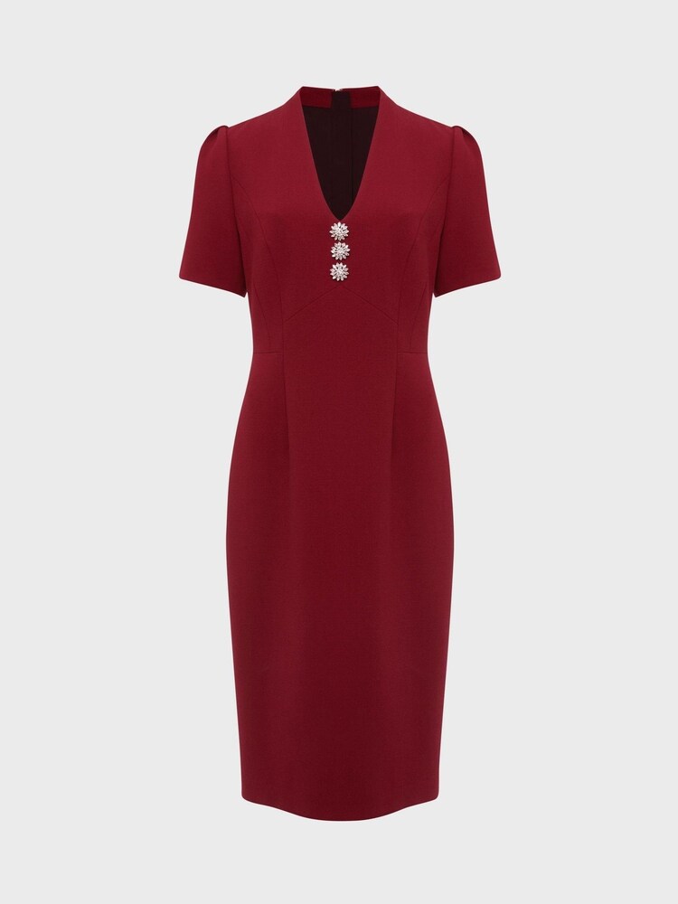 Hobbs Red Isla Shift Dress - Image 4 of 4