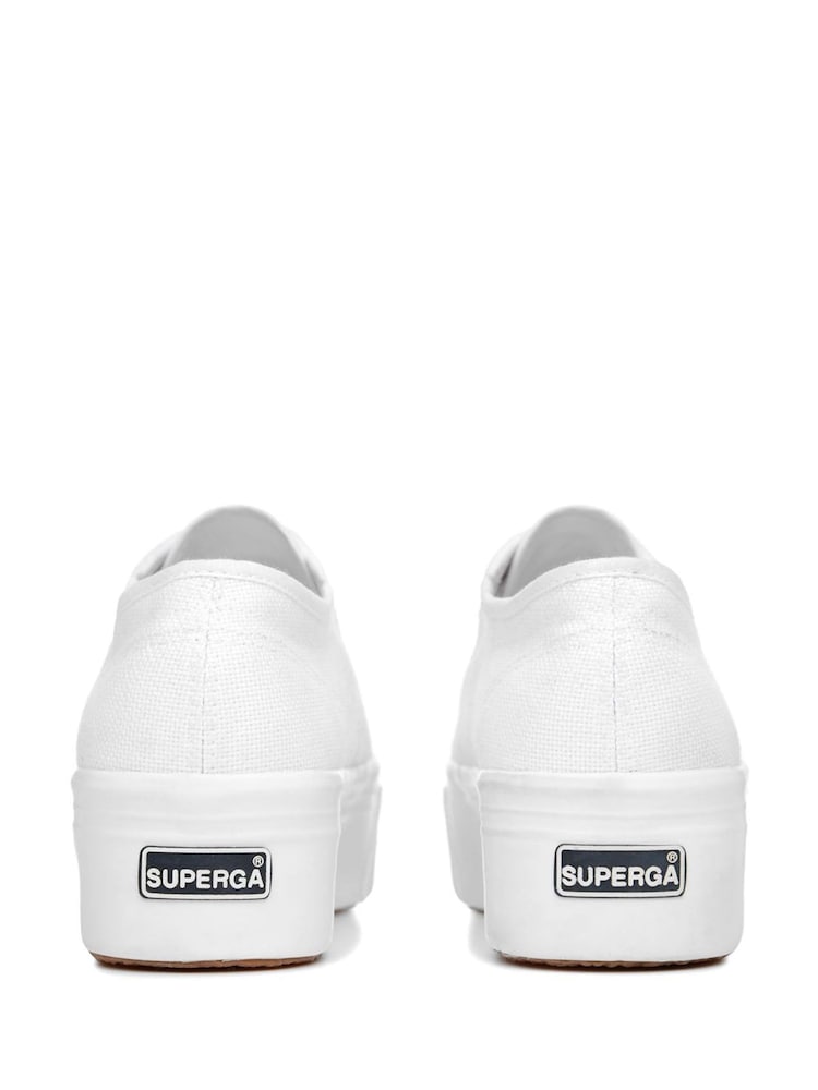 Superga White Canvas 2790 Flatform Trainers - Image 3 of 5