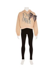 River Island Beige Girls Leopard Bow Sweater Set - Image 2 of 5