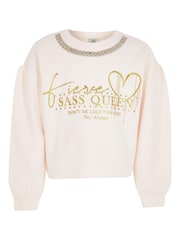 River Island Mini Filles Sass Queen 100% Coton Sweat Top - Image 1 of 3