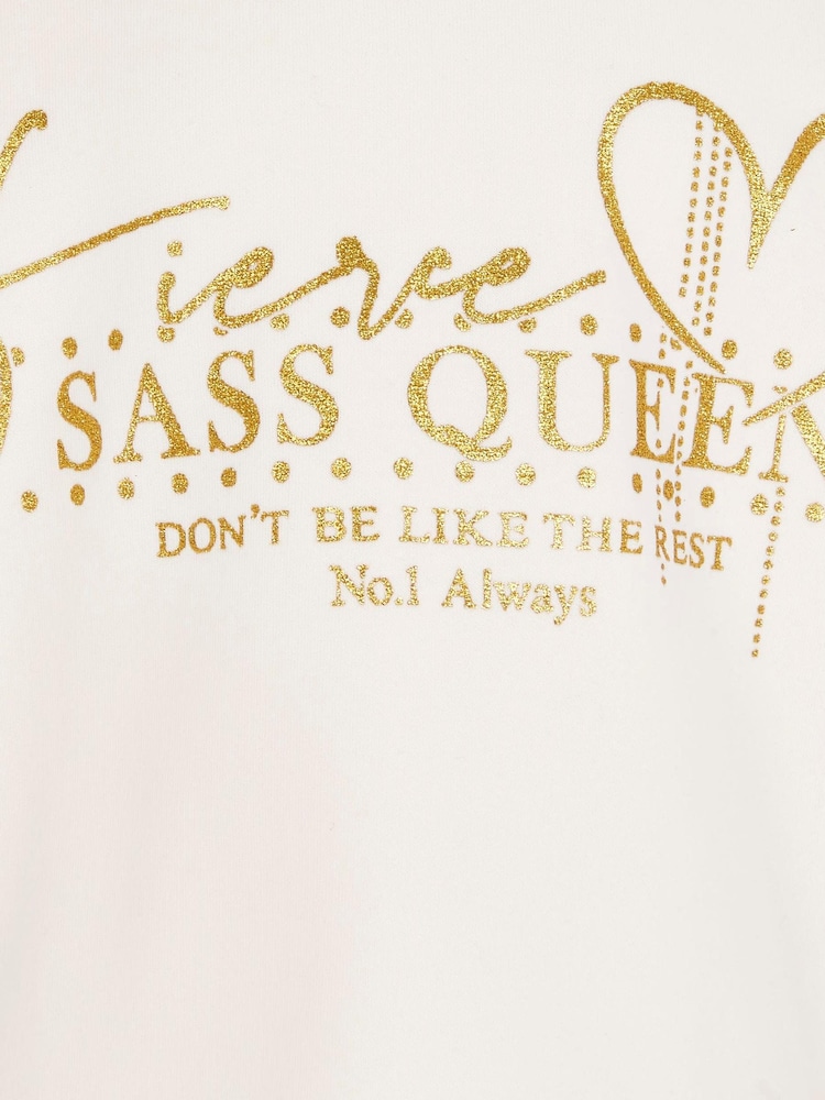 River Island Mini Filles Sass Queen 100% Coton Sweat Top - Image 3 of 3