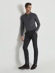 Reiss Grey Reiss Trafford Merino Wool Polo Shirt - Image 1 of 7