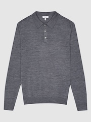 Reiss Grey Reiss Trafford Merino Wool Polo Shirt - Image 2 of 7