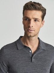 Reiss Grey Reiss Trafford Merino Wool Polo Shirt - Image 4 of 7