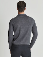 Reiss Grey Reiss Trafford Merino Wool Polo Shirt - Image 6 of 7