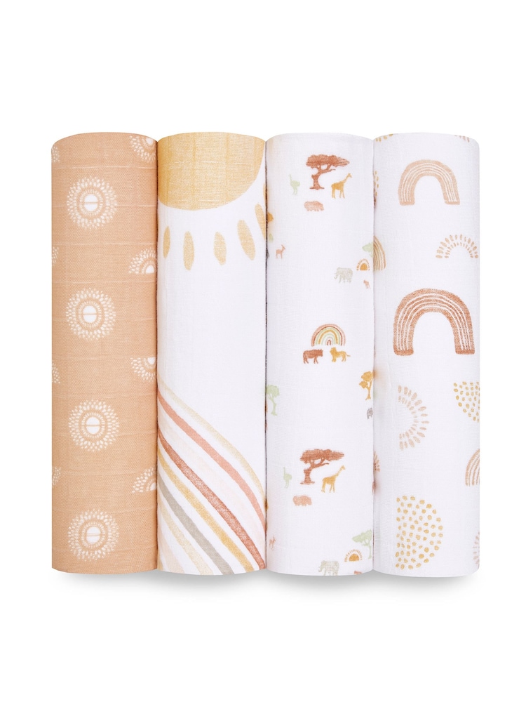 aden + anais Keep Rising Large 100% Cotton Muslin Blankets 4 Pack - Image 4 of 9