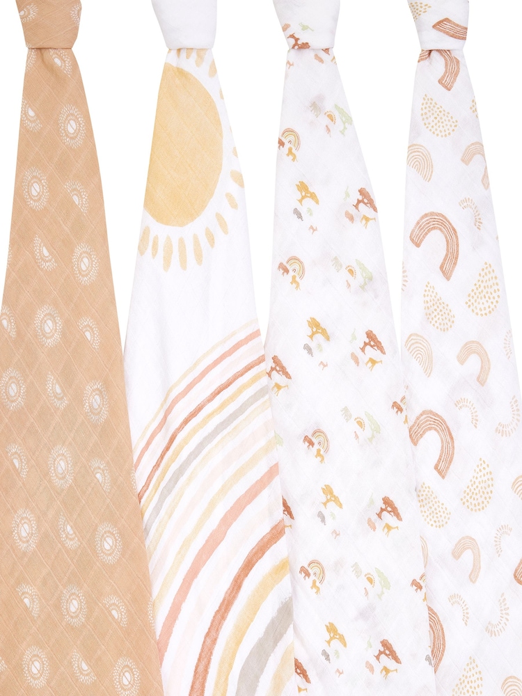 aden + anais Keep Rising Large 100% Cotton Muslin Blankets 4 Pack - Image 5 of 9