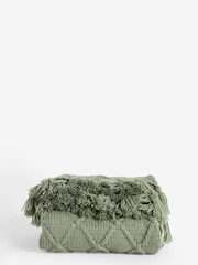 Sage Green Chunky Cable Knit Throw - Image 4 of 4