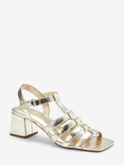 Gold Regular/Wide Fit Forever Comfort® Gladiator Block Heel Sandals - Image 4 of 6