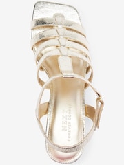Gold Regular/Wide Fit Forever Comfort® Gladiator Block Heel Sandals - Image 5 of 6