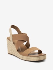 Tan Brown Regular/Wide Fit Forever Comfort® Elasticated Cross-Over Espadrille Wedges - Image 2 of 6