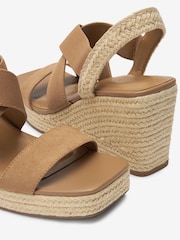 Tan Brown Regular/Wide Fit Forever Comfort® Elasticated Cross-Over Espadrille Wedges - Image 4 of 6