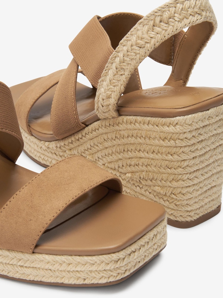 Tan Brown Regular/Wide Fit Forever Comfort® Elasticated Cross-Over Espadrille Wedges - Image 6 of 6