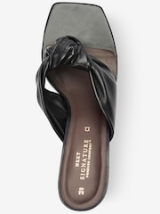 Black Signature Twist Toe Post Mules - Image 3 of 5