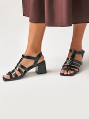 Black Regular/Wide Fit Forever Comfort® Gladiator Block Heel Sandals - Image 1 of 5