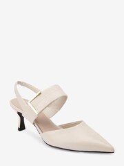 Bone Regular/Wide Fit Forever Comfort® Leather Hardware Slingback Kitten Heels - Image 4 of 6