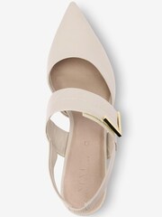 Bone Regular/Wide Fit Forever Comfort® Leather Hardware Slingback Kitten Heels - Image 5 of 6