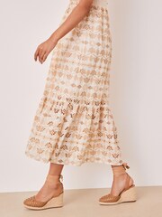 Camel Brown Forever Comfort® Woven Leather Ankle Wrap Wedges - Image 1 of 6