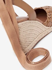 Camel Brown Forever Comfort® Woven Leather Ankle Wrap Wedges - Image 5 of 6