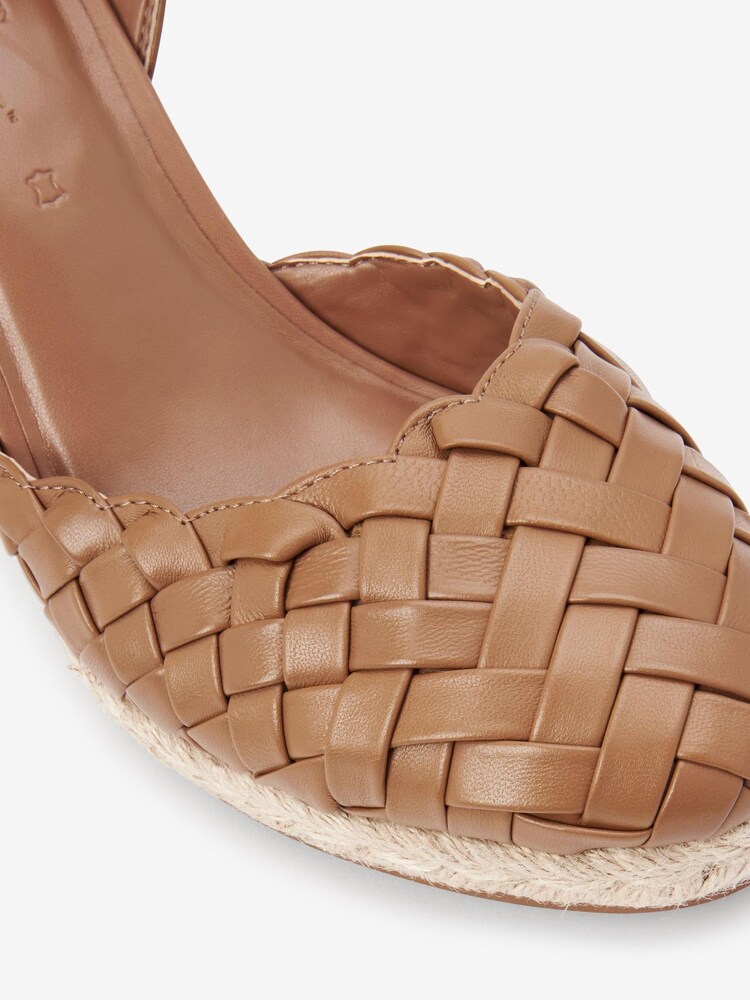 Camel Brown Forever Comfort® Woven Leather Ankle Wrap Wedges - Image 6 of 6
