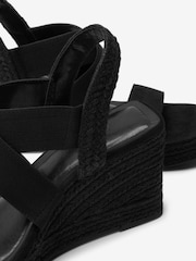 Black Regular/Wide Fit Forever Comfort® Elasticated Cross-Over Espadrille Wedges - Image 5 of 6