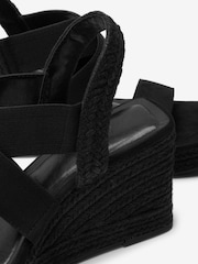 Black Regular/Wide Fit Forever Comfort® Elasticated Cross-Over Espadrille Wedges - Image 6 of 6