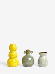 Set of 3 Green Organic Shaped Ceramic Vases - Image 1 of 3