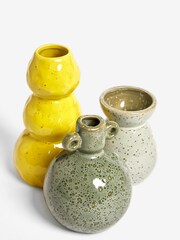 Set of 3 Green Organic Shaped Ceramic Vases - Image 2 of 3
