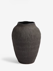 Black Carved Texture Ceramic Vase - Image 2 of 3