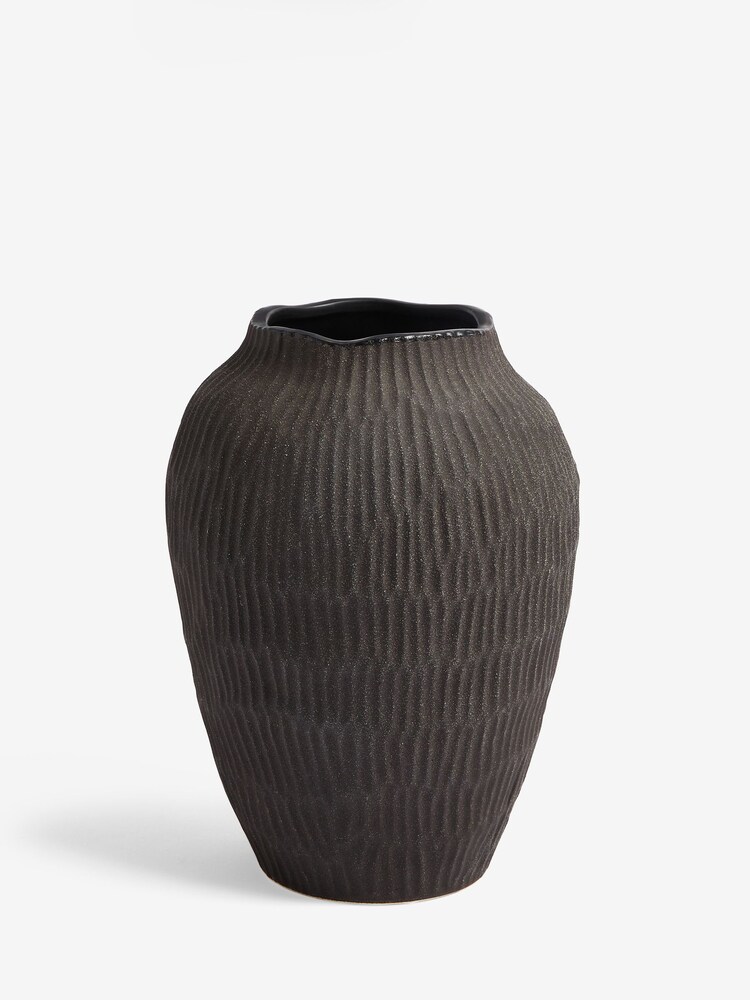 Black Carved Texture Ceramic Vase - Image 2 of 3