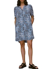Whistles Blue Hyena Spot Button Up Dress - Image 1 of 4