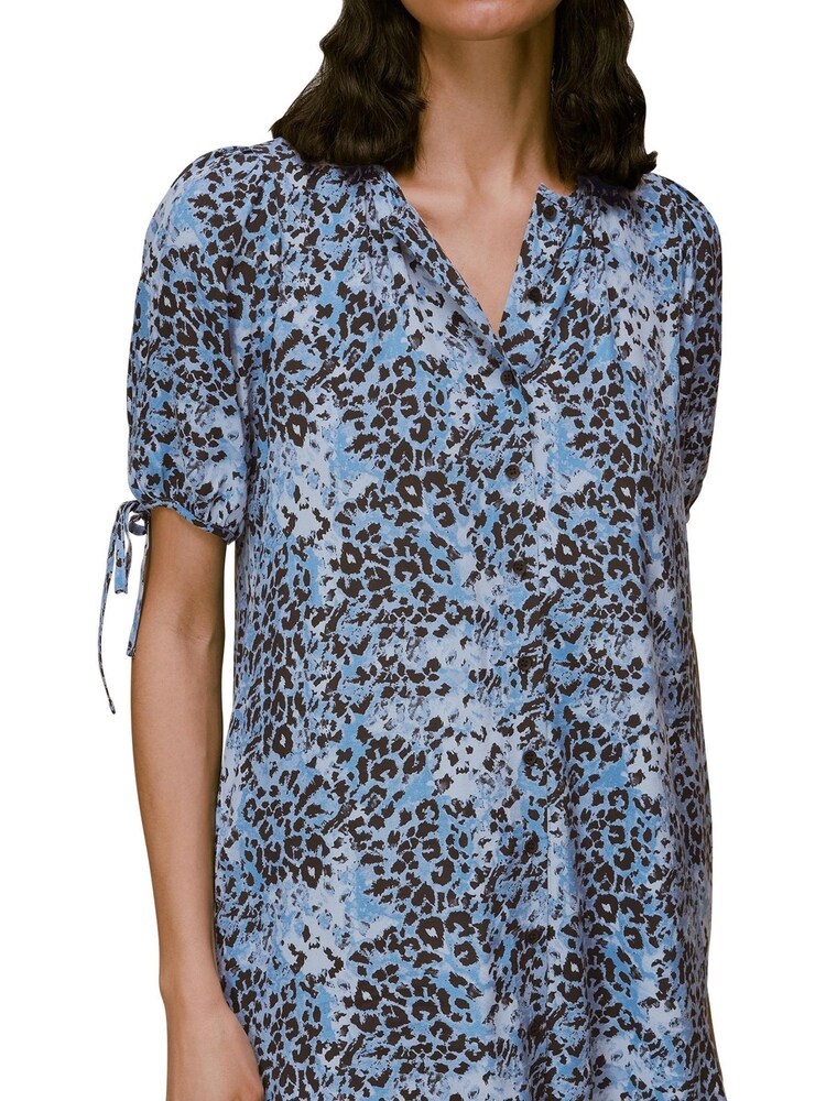 Whistles Blue Hyena Spot Button Up Dress - Image 2 of 4